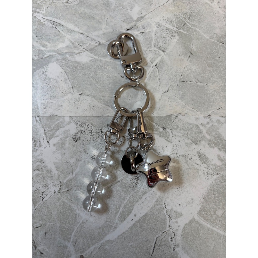 Rare MAC Cosmetics Silver Star Lip Balm Holder Keychain Bag Charm HTF Authentic